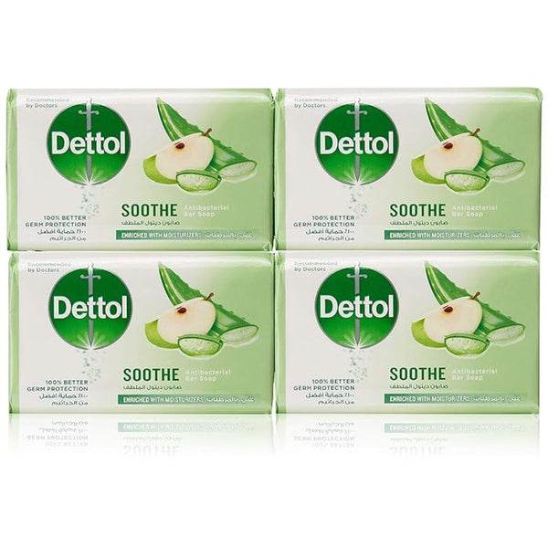 Dettol Soothe Anti-Bacterial Bar Soap 110g Pack of 4, Soaps, Chase Value, Chase Value