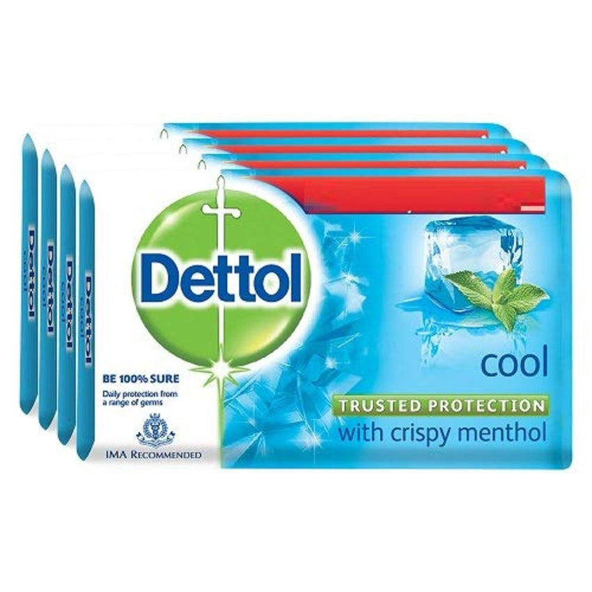 Dettol Cool Anti-Bacterial Bar Soap 110g Pack of 4, Soaps, Chase Value, Chase Value