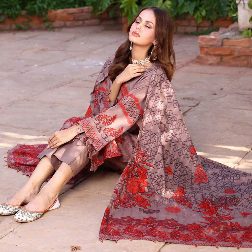 Schick Sitara Gold Printed Unstitched 3Pcs Suit With Dupatta - 8, Women, 3Pcs Shalwar Suit, MI Creation, Chase Value