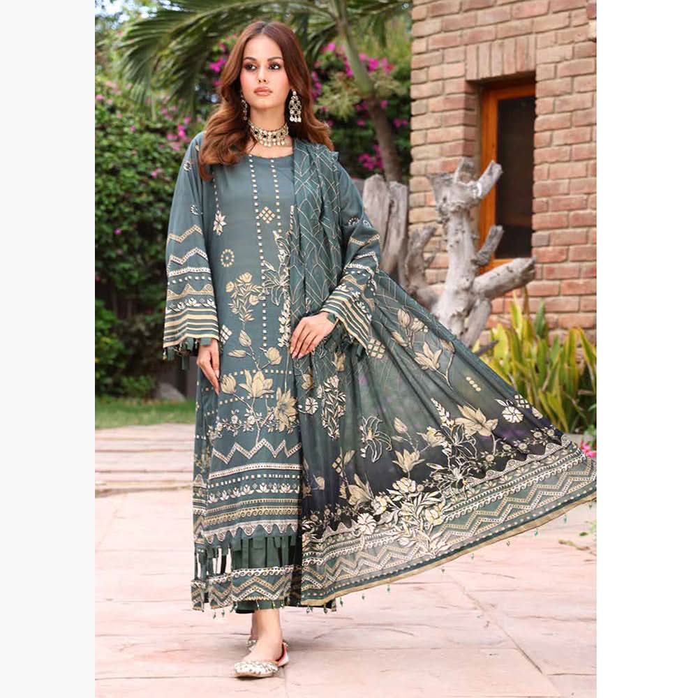Schick Sitara Gold Printed Unstitched 3Pcs Suit With Dupatta - 2, Women, 3Pcs Shalwar Suit, MI Creation, Chase Value