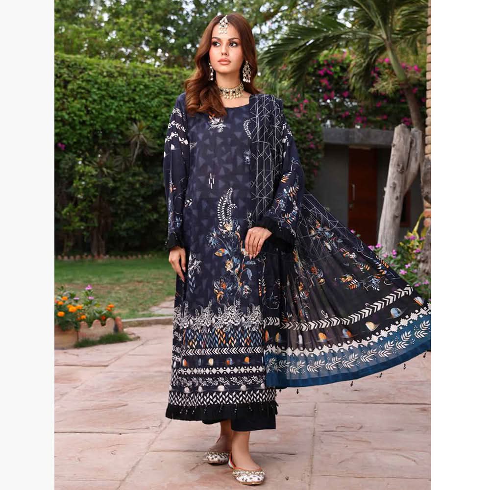 Schick Sitara Gold Printed Unstitched 3Pcs Suit With Dupatta - 3, Women, 3Pcs Shalwar Suit, MI Creation, Chase Value