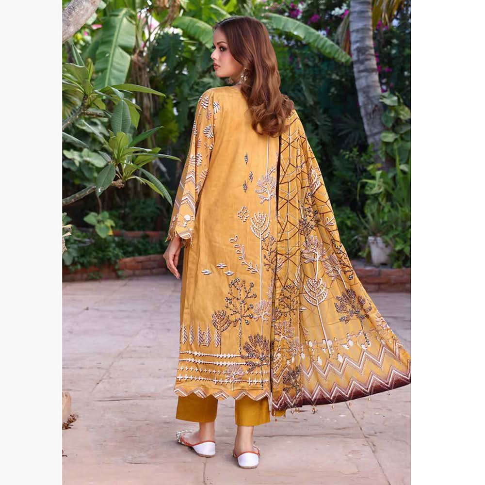 Schick Sitara Gold Printed Unstitched 3Pcs Suit With Dupatta - 4, Women, 3Pcs Shalwar Suit, MI Creation, Chase Value