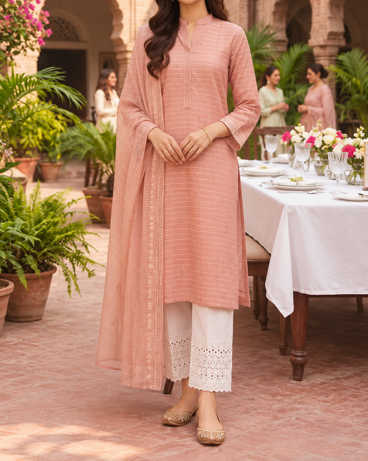 Bin Mujahid Cotton Banarsi Embroidered Suit - 3 Pc, Women, 3Pcs Shalwar Suit, Bin Saeed, Chase Value