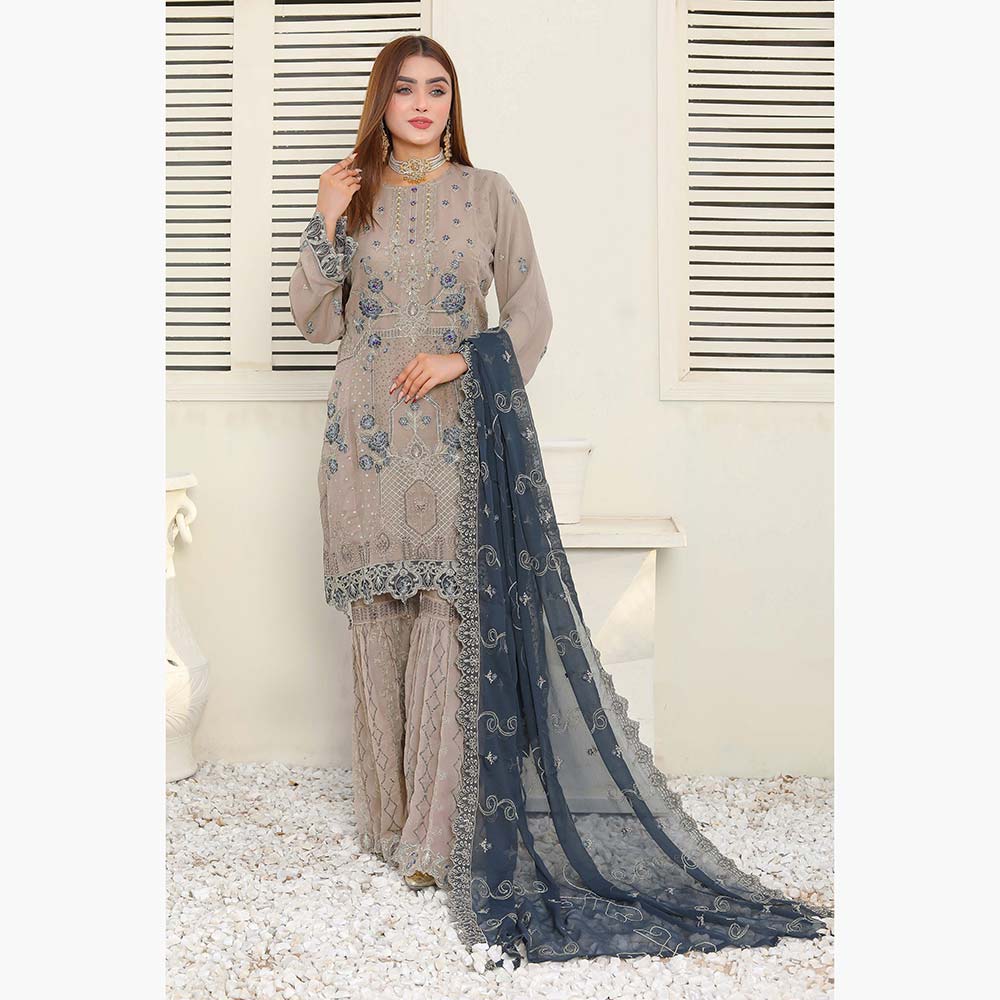 Bin Hameed Haiza Chiffon Semi Stitched Sharara -  EKR-4348, Women, 3Pcs Shalwar Suit, Rana Arts, Chase Value