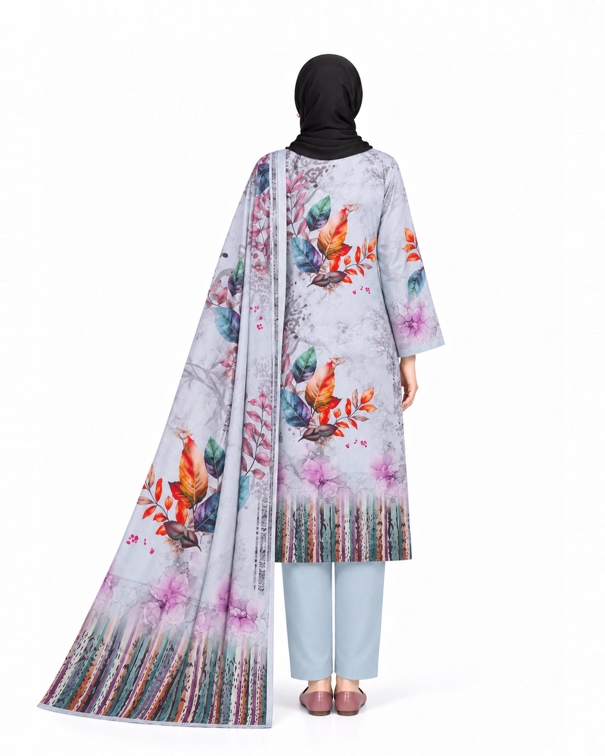 Al Jannat Karandi Printed Suit - 3 Pc
