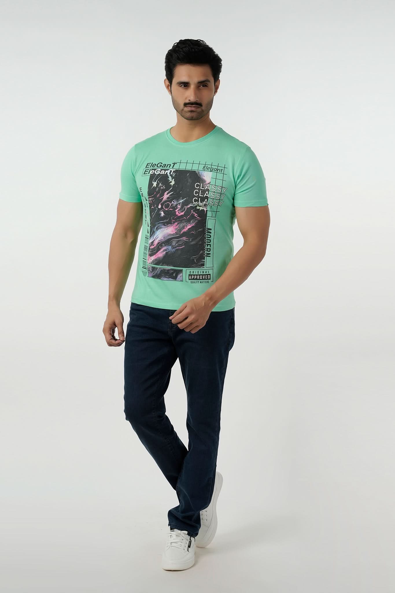 Eminent Men's Round Neck Half Sleeves Printed T-Shirt - Spring Bud, Men's T-Shirts & Polos, Eminent, Chase Value