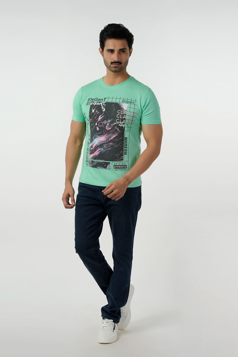 Eminent Men's Round Neck Half Sleeves Printed T-Shirt - Spring Bud, Men's T-Shirts & Polos, Eminent, Chase Value
