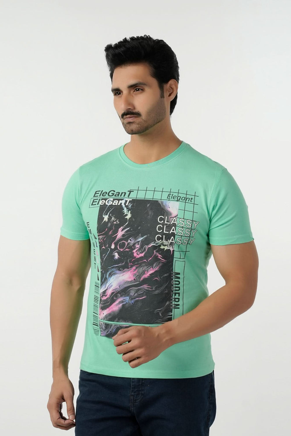 Eminent Men's Round Neck Half Sleeves Printed T-Shirt - Spring Bud, Men's T-Shirts & Polos, Eminent, Chase Value
