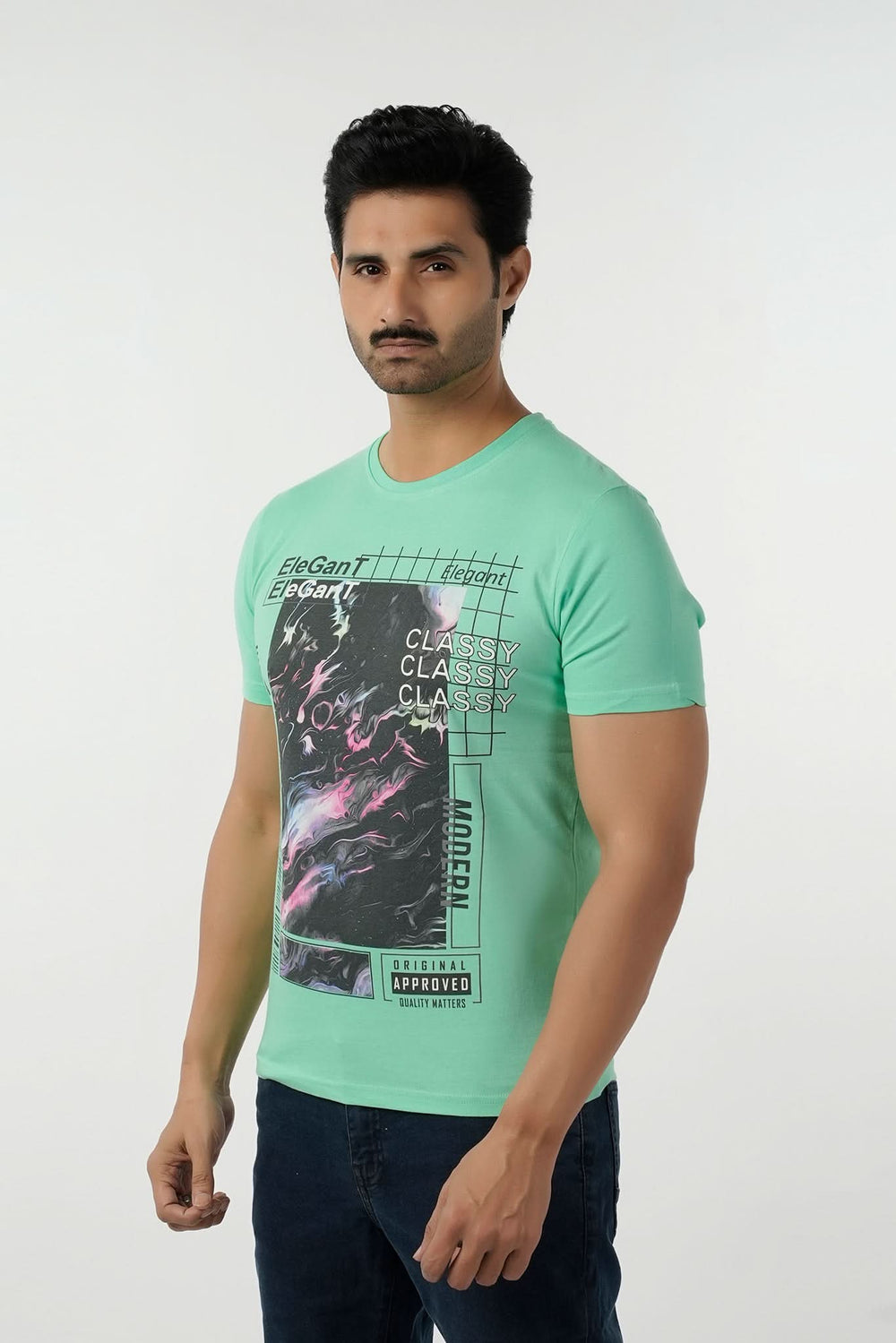 Eminent Men's Round Neck Half Sleeves Printed T-Shirt - Spring Bud, Men's T-Shirts & Polos, Eminent, Chase Value