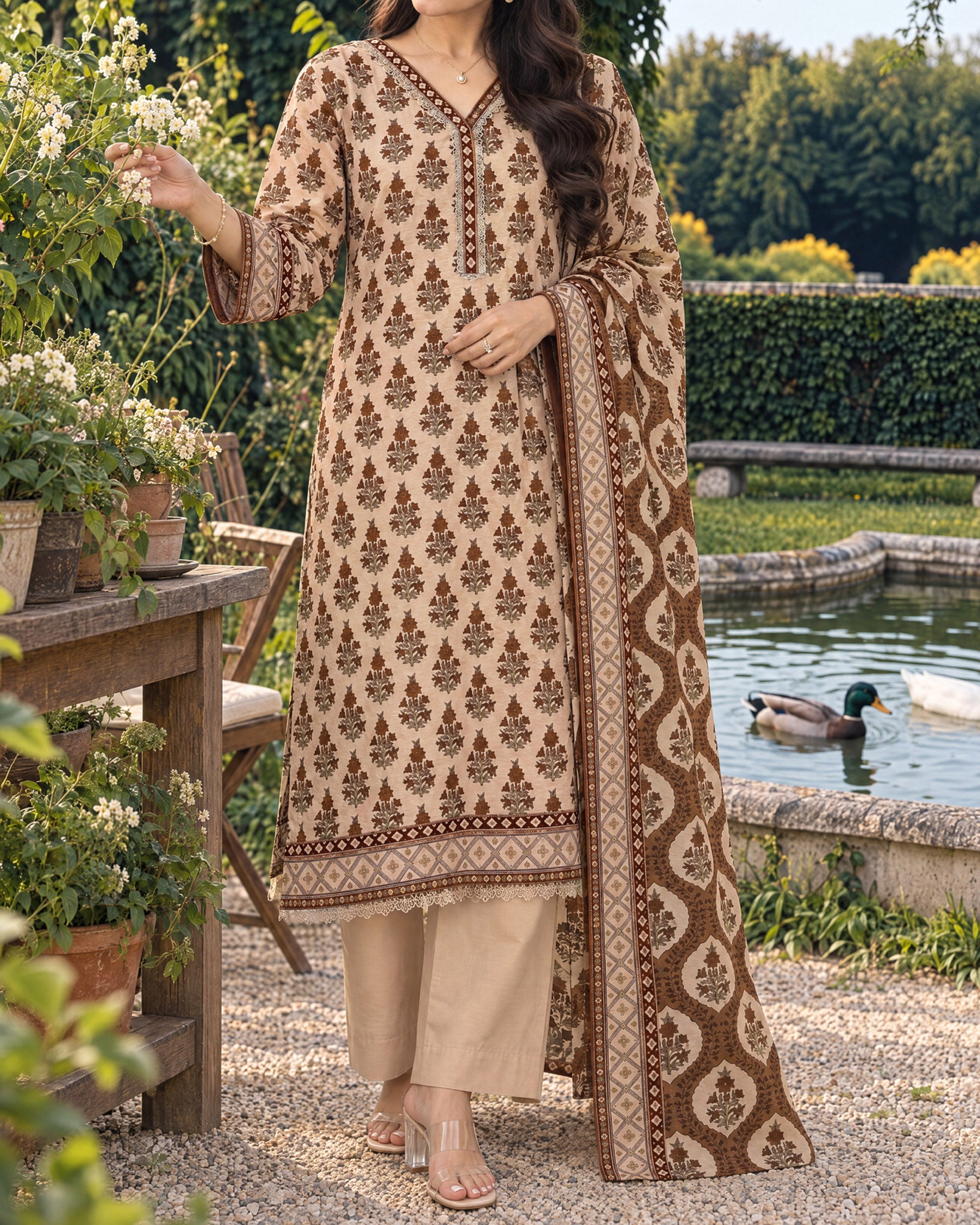 Zarineh Everyday Khaddar Printed Suit - 3 Pc