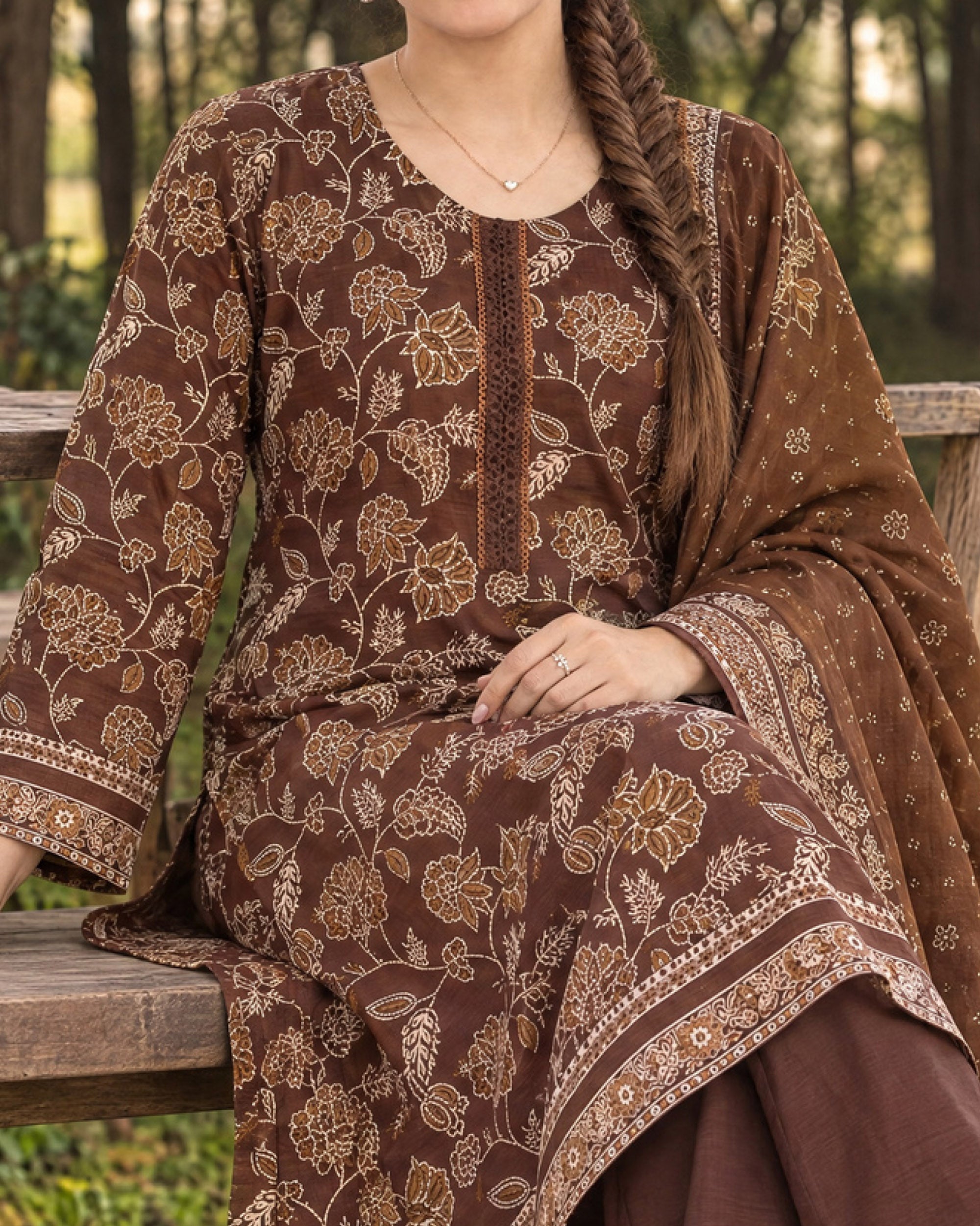Zarineh Everyday Khaddar Printed Suit - 3 Pc