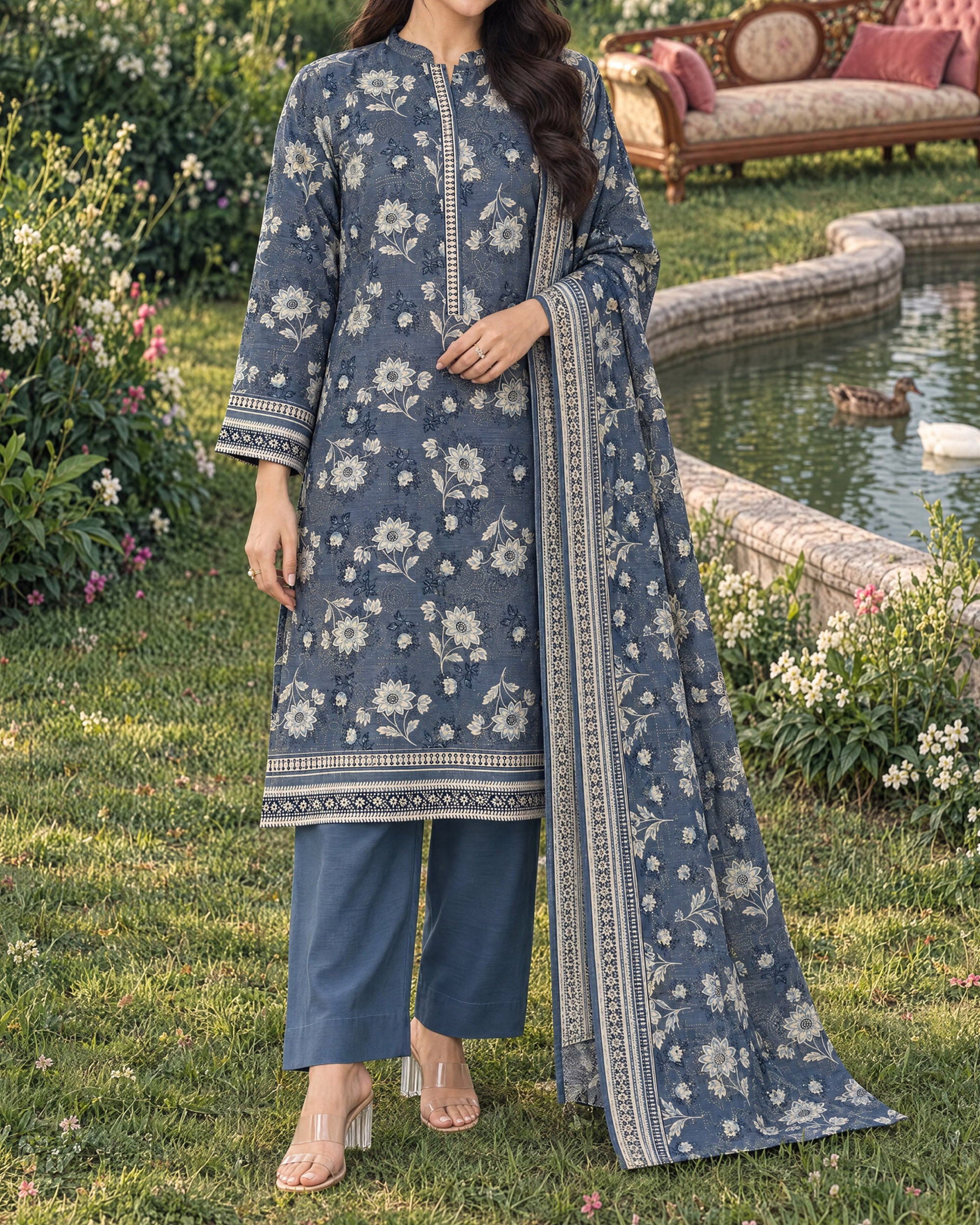 Zarineh Everyday Khaddar Printed Suit - 3 Pc