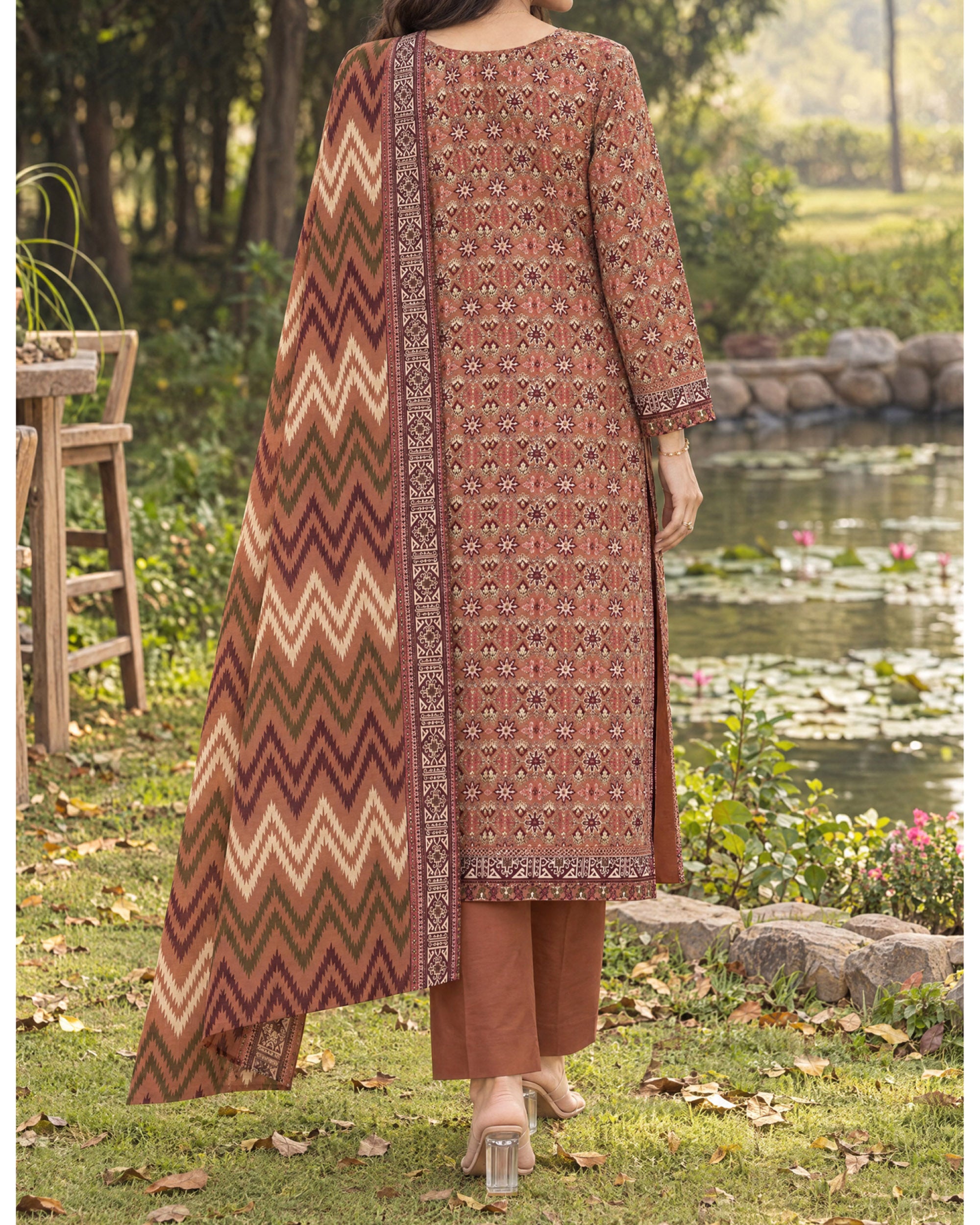 Zarineh Everyday Khaddar Printed Suit - 3 Pc