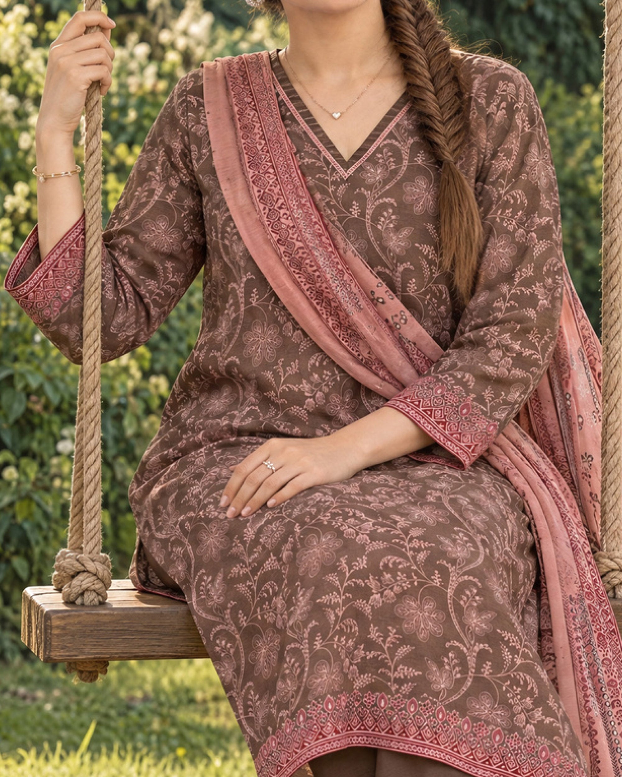 Zarineh Everyday Khaddar Printed Suit - 3 Pc