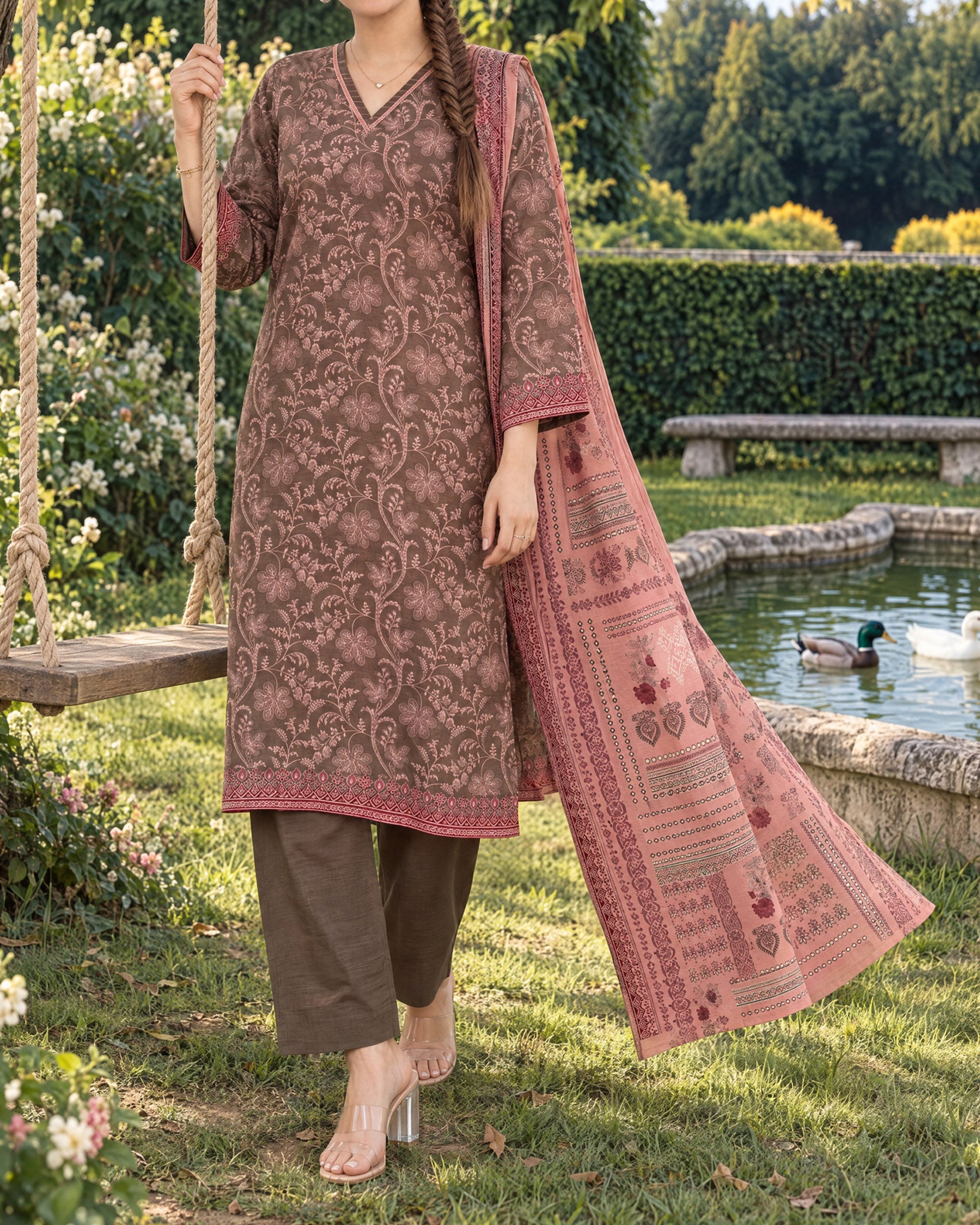 Zarineh Everyday Khaddar Printed Suit - 3 Pc