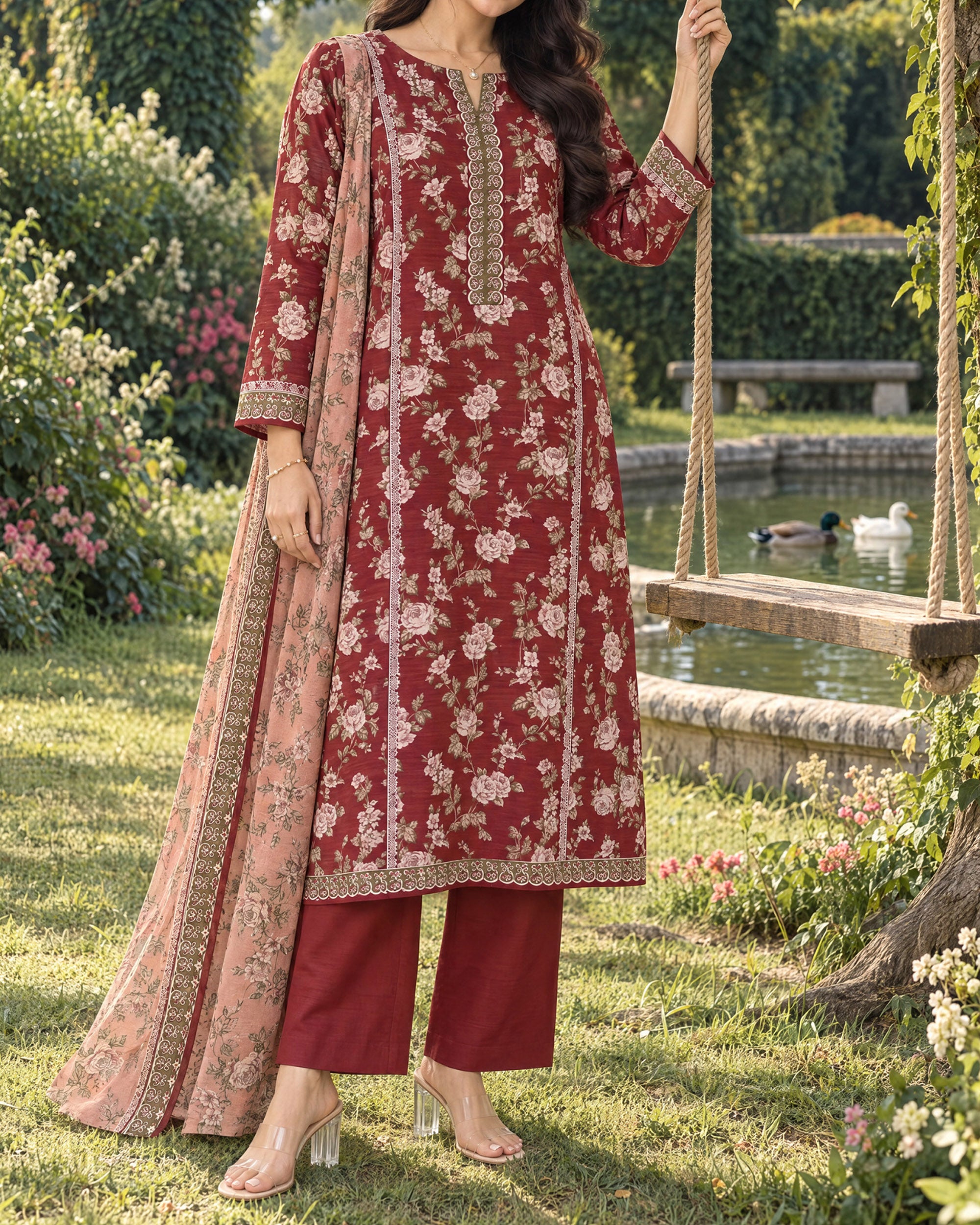 Zarineh Everyday Khaddar Printed Suit - 3 Pc