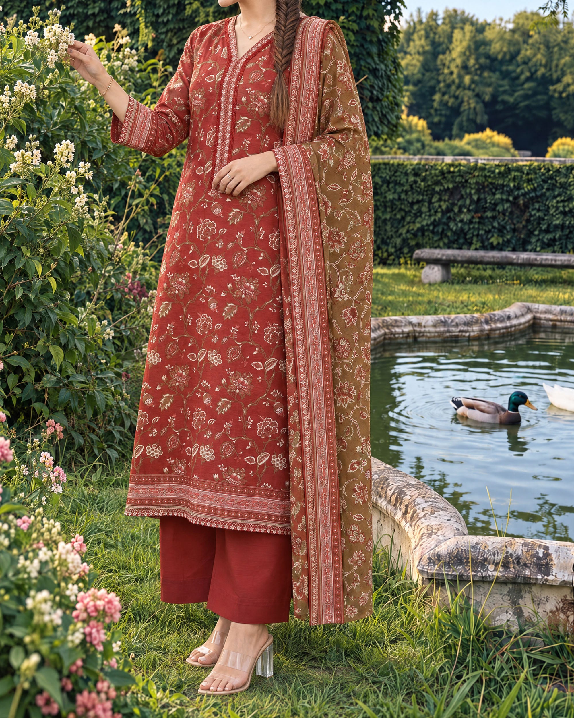 Zarineh Everyday Khaddar Printed Suit - 3 Pc