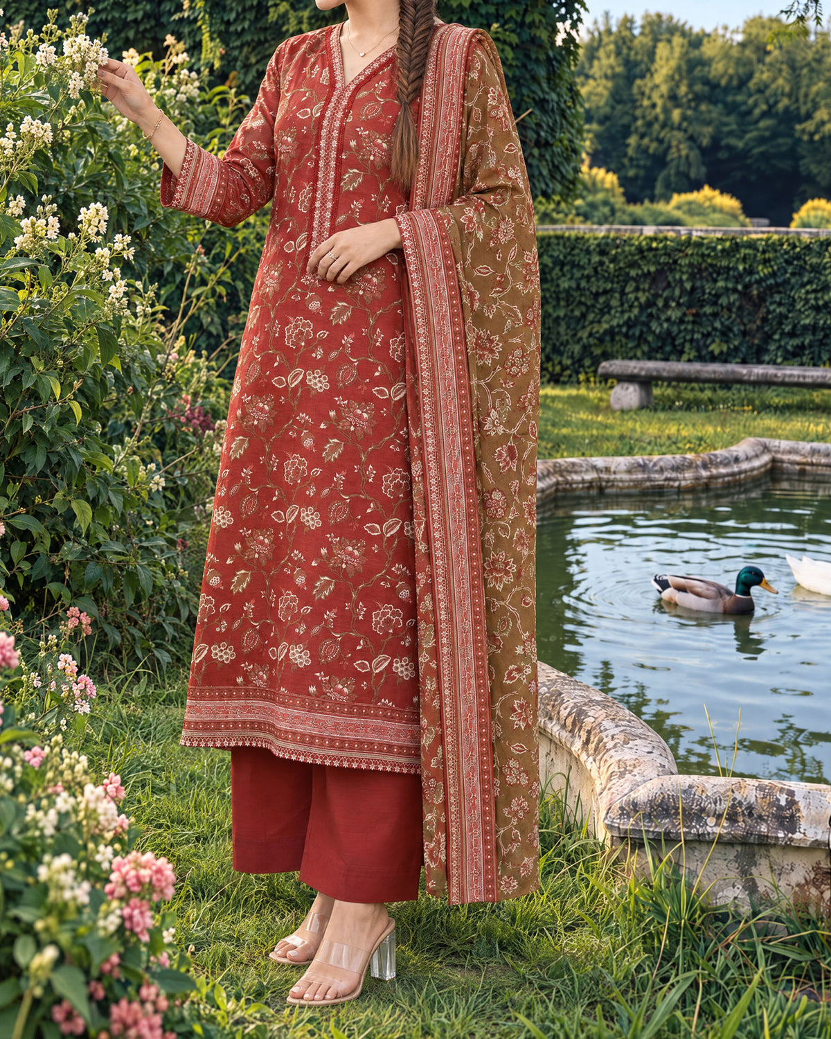 Zarineh Everyday Khaddar Printed Suit - 3 Pc
