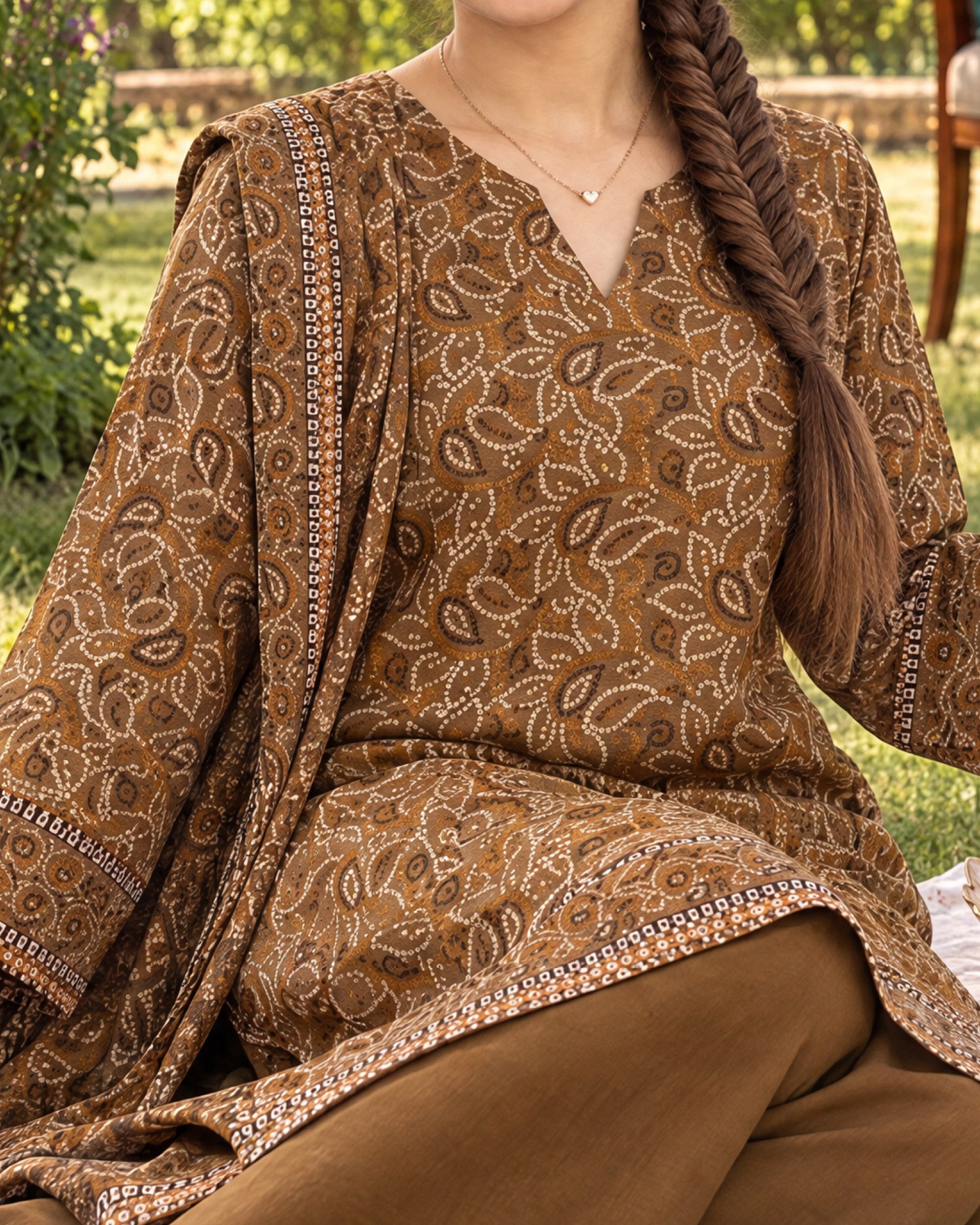 Zarineh Everyday Khaddar Printed Suit - 3 Pc
