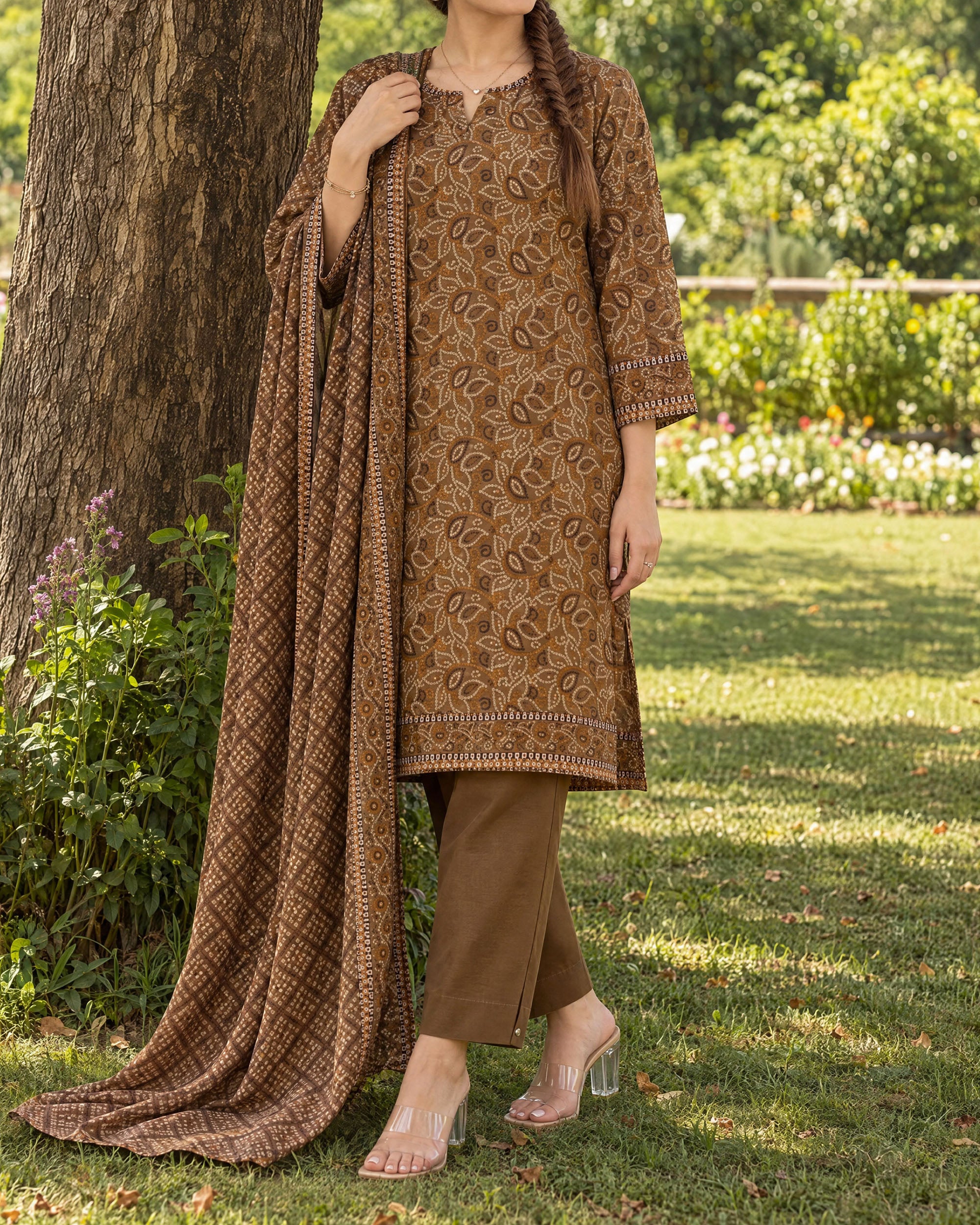 Zarineh Everyday Khaddar Printed Suit - 3 Pc