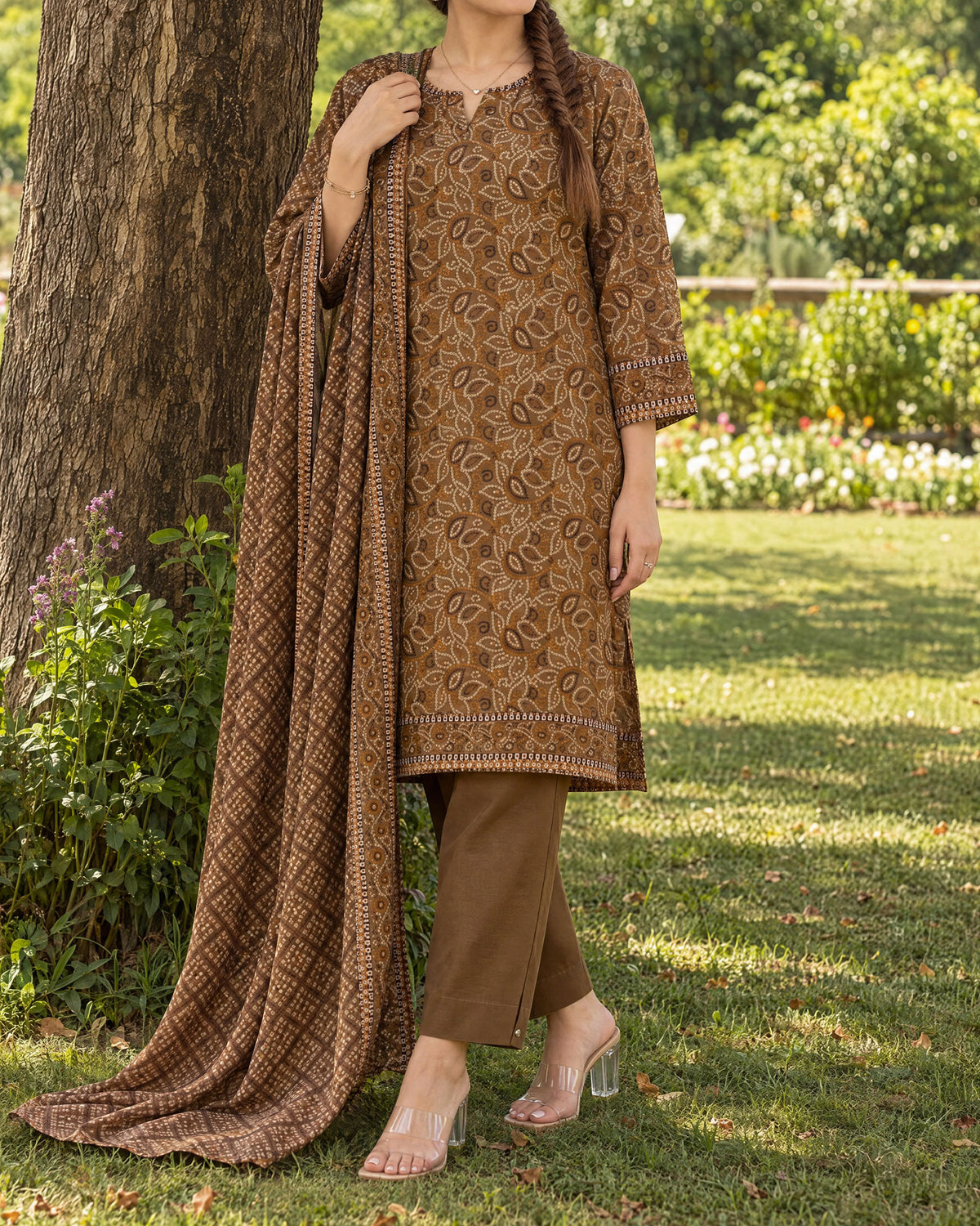 Zarineh Everyday Khaddar Printed Suit - 3 Pc