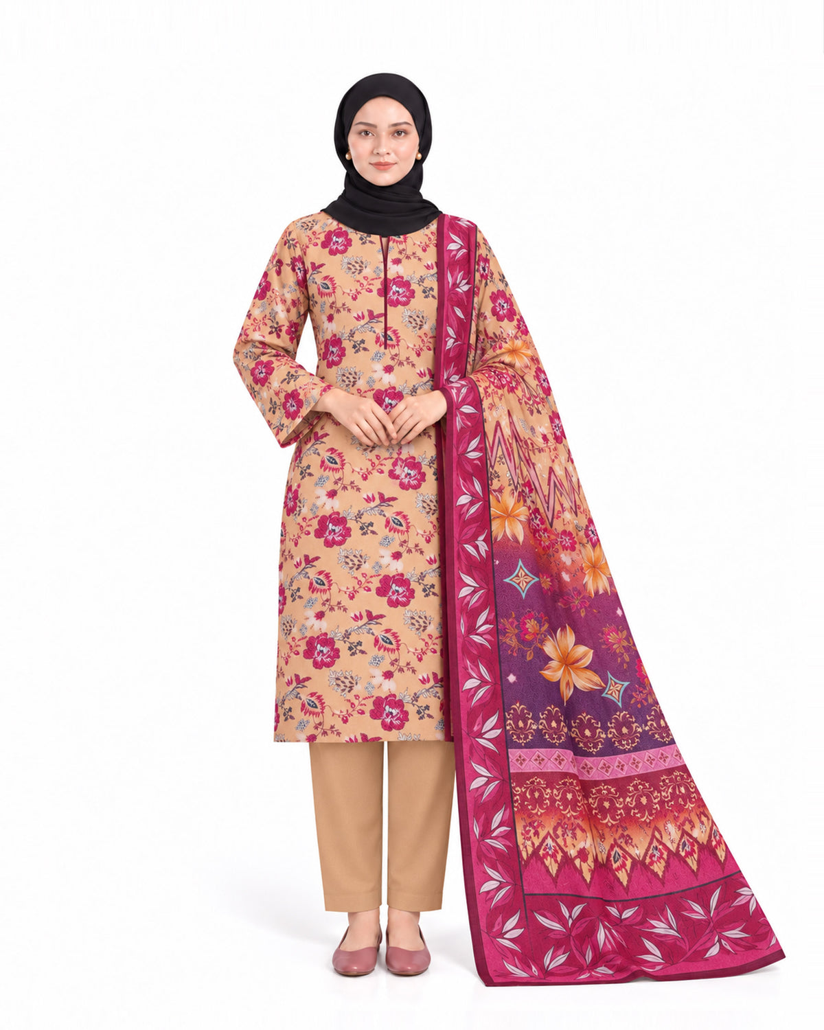 Al Jannat Dhanak Printed Suit - 3 Pc