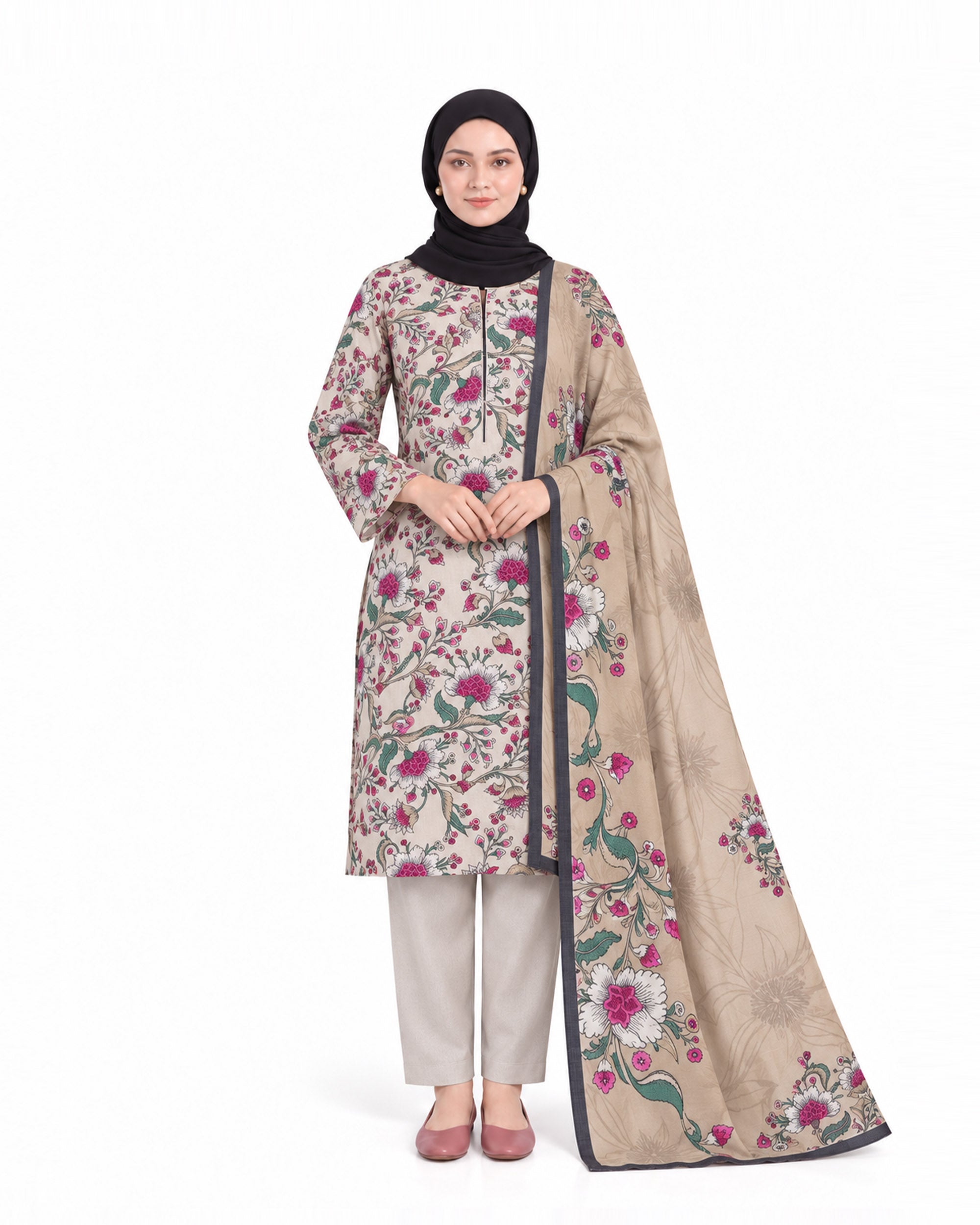 Al Jannat Dhanak Printed Suit - 3 Pc