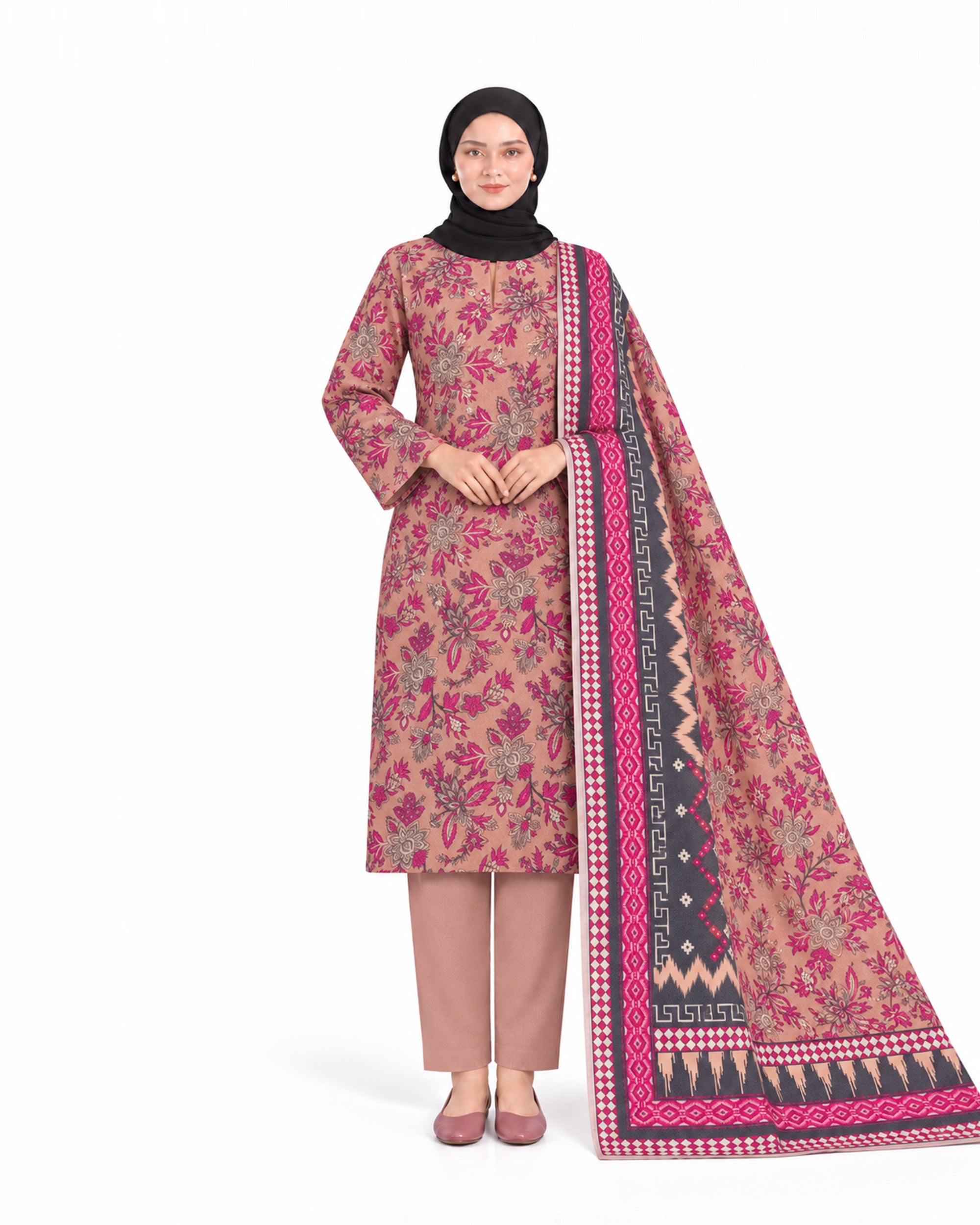 Al Jannat Dhanak Printed Suit - 3 Pc