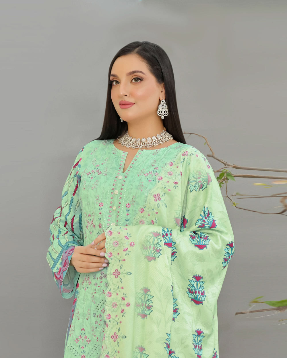 Gulfishan By RA-Bin Hameed Embroidered Unstitched 3Pcs Suit With Shawl - TS-2015, Women, 3Pcs Shalwar Suit, Rana Arts, Chase Value