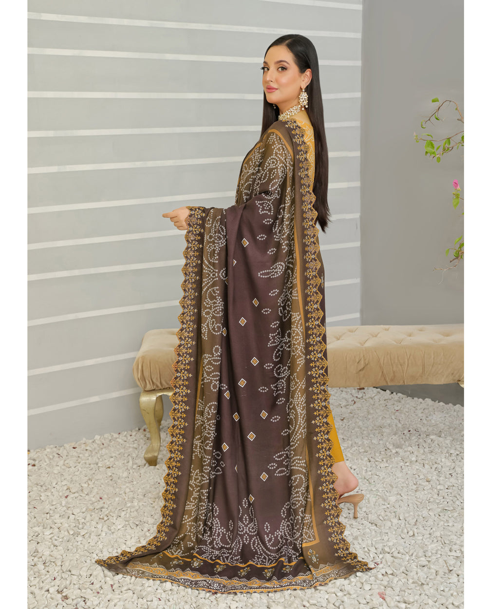 Gulfishan By RA-Bin Hameed Embroidered Unstitched 3Pcs Suit With Shawl - TS-2012, Women, 3Pcs Shalwar Suit, Rana Arts, Chase Value