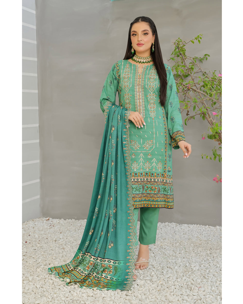 Gulfishan By RA-Bin Hameed Embroidered Unstitched 3Pcs Suit With Shawl - SF-2019, Women, 3Pcs Shalwar Suit, Rana Arts, Chase Value