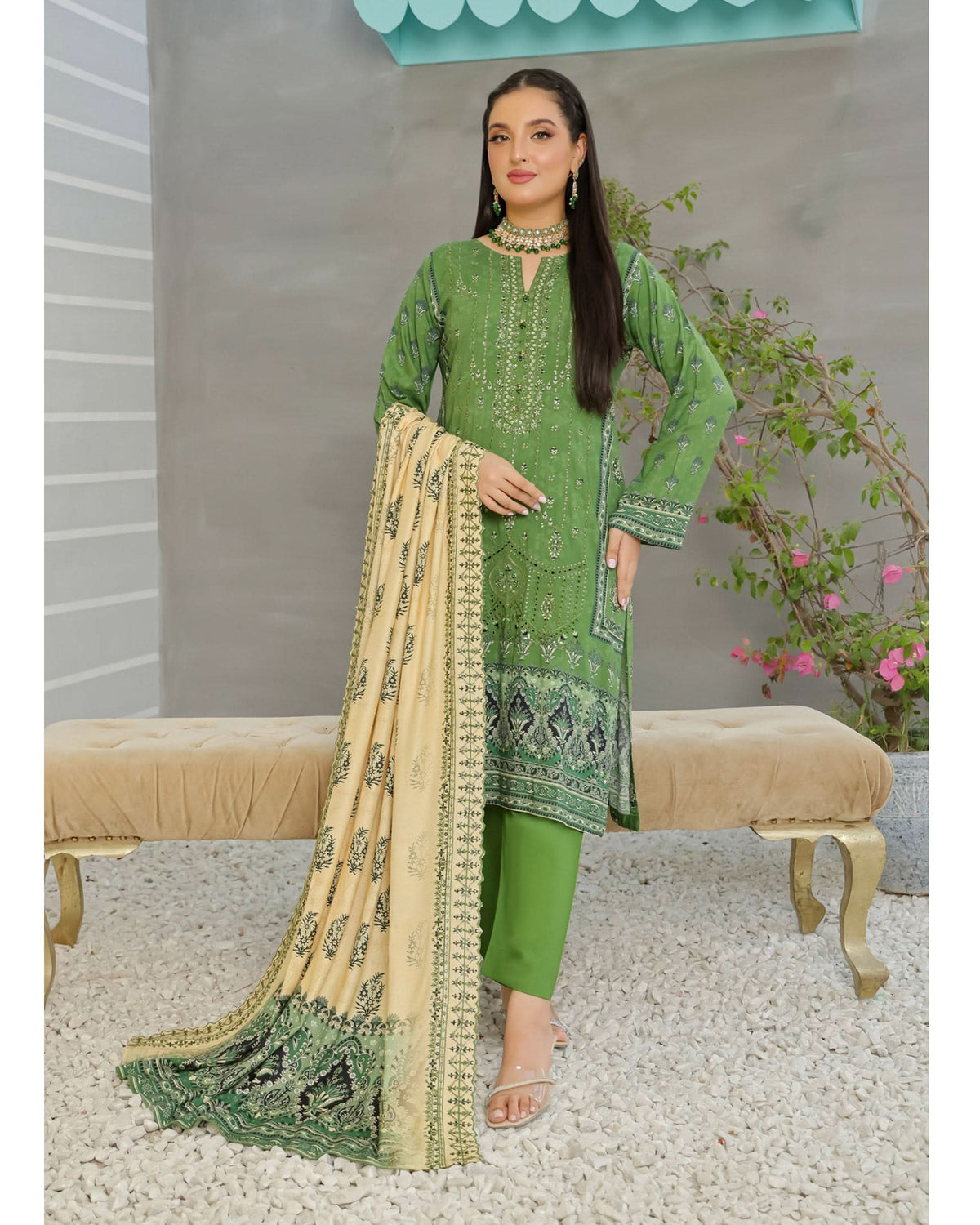 Gulfishan By RA-Bin Hameed Embroidered Unstitched 3Pcs Suit With Shawl - TS-2013, Women, 3Pcs Shalwar Suit, Rana Arts, Chase Value