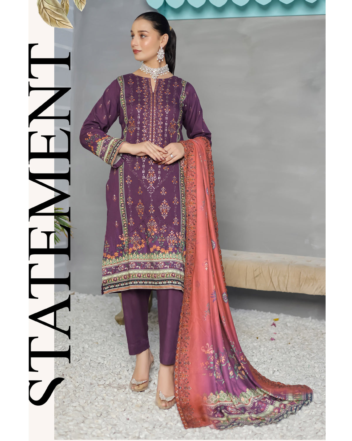 Gulfishan By RA-Bin Hameed Embroidered Unstitched 3Pcs Suit With Shawl - SF-2021, Women, 3Pcs Shalwar Suit, Rana Arts, Chase Value