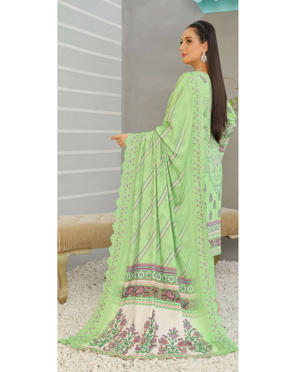 Gulfishan By RA-Bin Hameed Embroidered Unstitched 3Pcs Suit With Shawl - TS-2014, Women, 3Pcs Shalwar Suit, Rana Arts, Chase Value