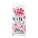 Gillette Simply Venus Basic 2 Blades Disposable Razor, 5-Pack, Razor & Cartridges, Gillette, Chase Value