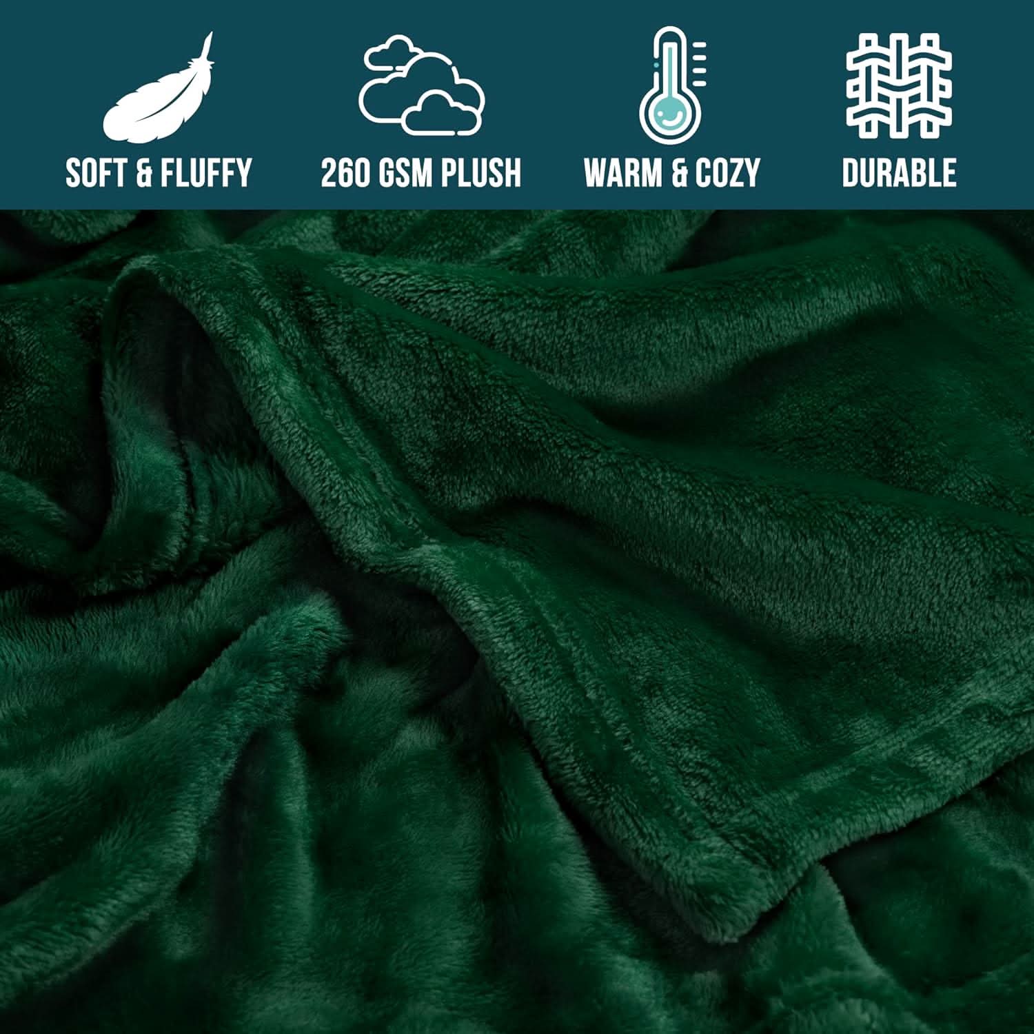 Mansion Solid Flannel Single Compact Throw - Green, Blanket, Chase Value, Chase Value