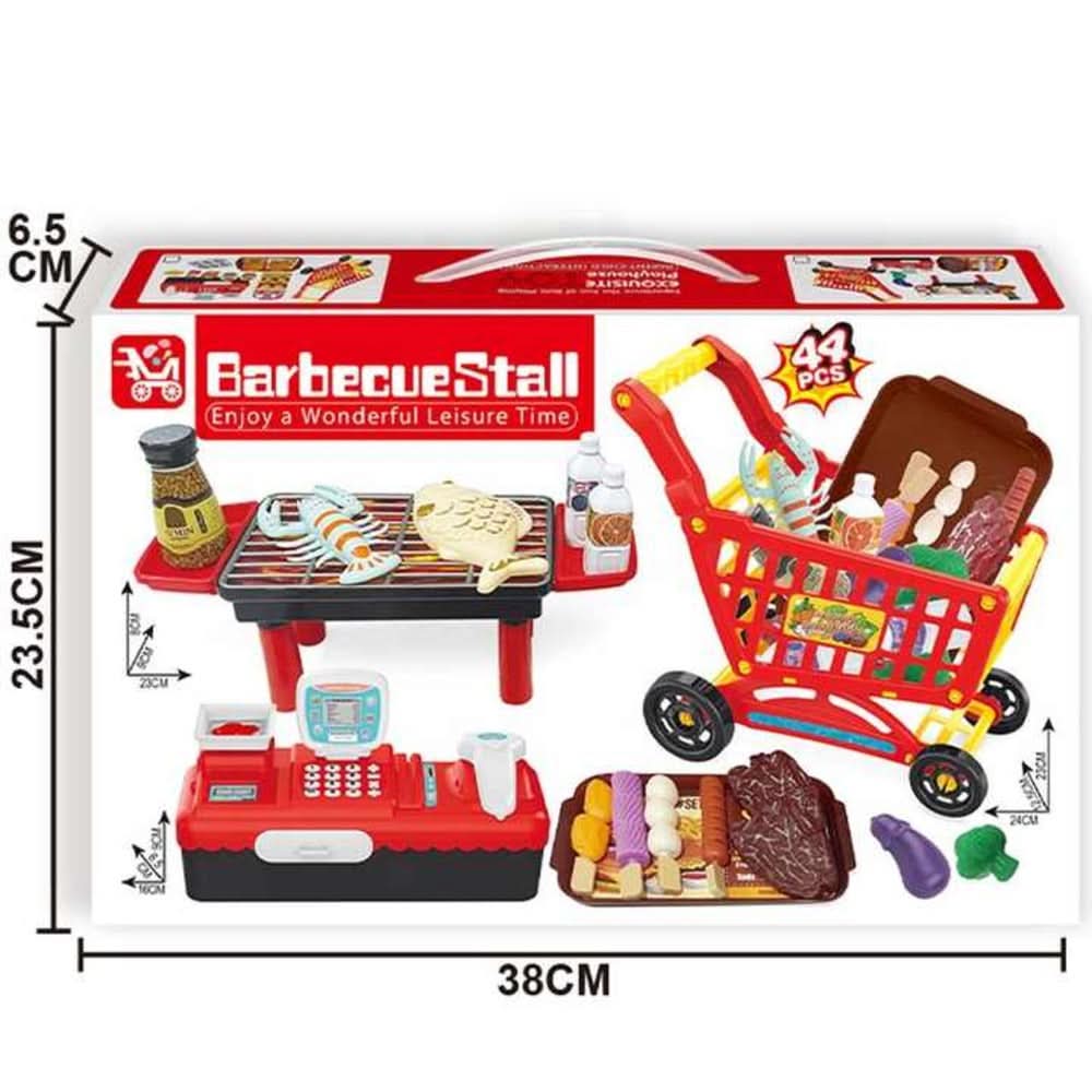 3 in 1 BBQ Shopping Cart Cash Register - Red, Educational Toys, Chase Value, Chase Value