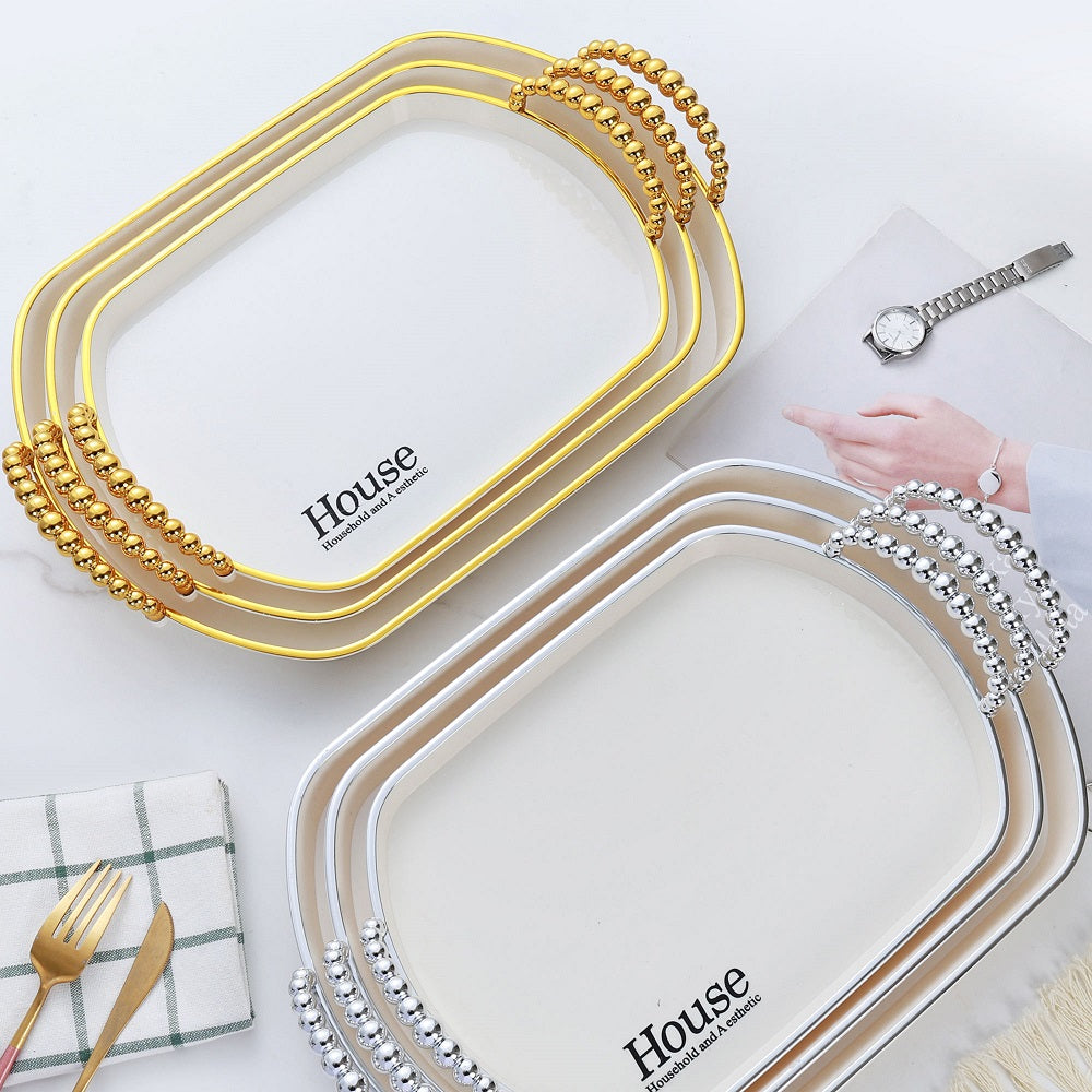 Fancy Tray Set 3 Pcs - Golden, Tray, Chase Value, Chase Value