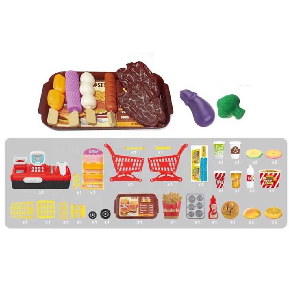 3 in 1 BBQ Shopping Cart Cash Register - Red, Educational Toys, Chase Value, Chase Value