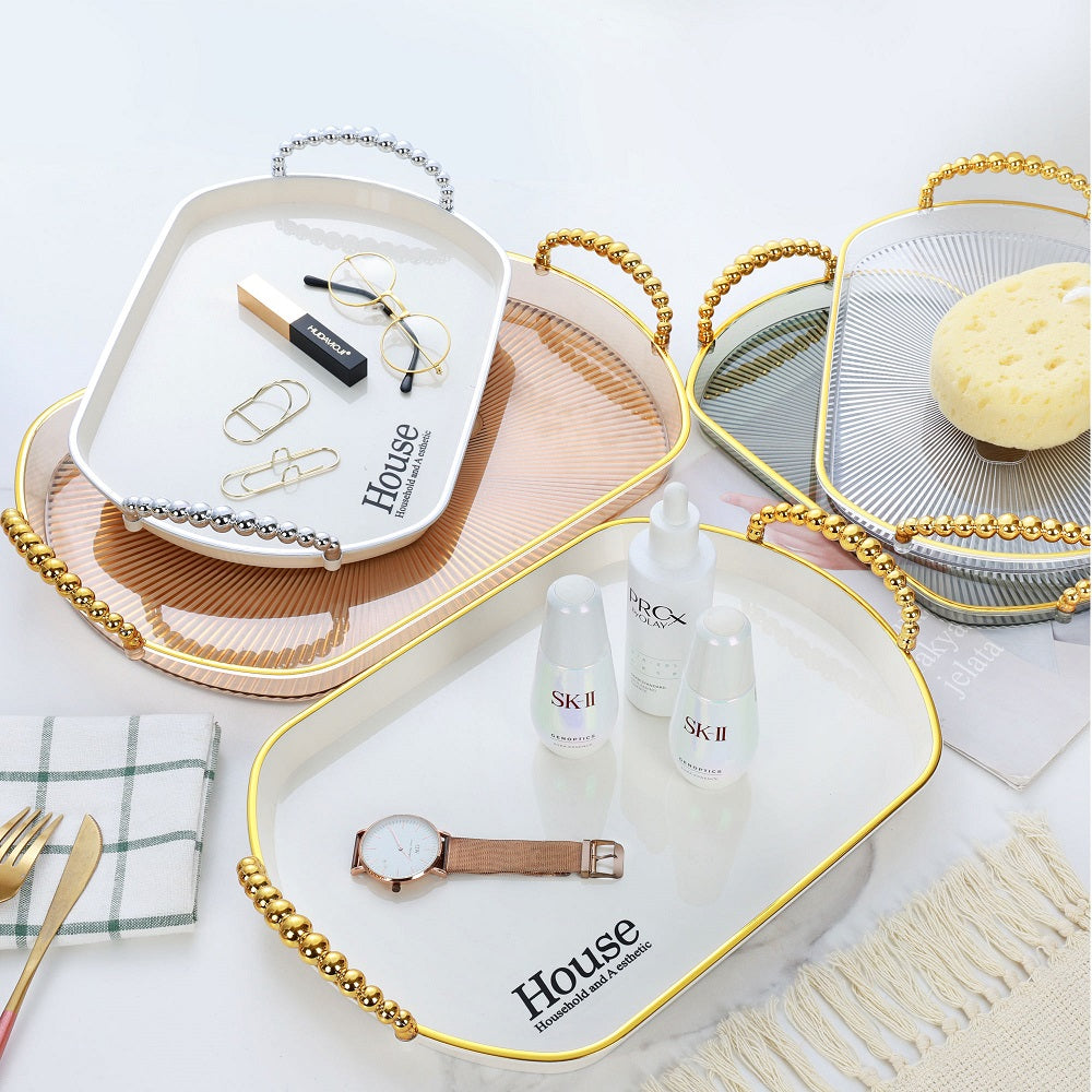 Fancy Tray Set 3 Pcs - Golden, Tray, Chase Value, Chase Value