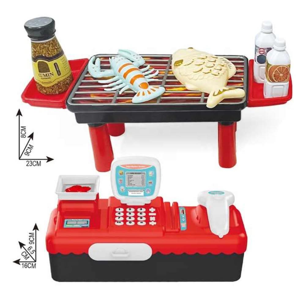 3 in 1 BBQ Shopping Cart Cash Register - Red, Educational Toys, Chase Value, Chase Value