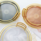 3 Piece Exquisite Round Multi-purpose Tray with Handles - Golden, Tray, Chase Value, Chase Value
