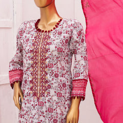 Hira Printed Lawn Embroidered 3Pcs Suit with Bember Dupatta - 3, Women, 3Pcs Shalwar Suit, Leeds Textile, Chase Value