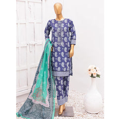 Hira Printed Lawn Embroidered 3Pcs Suit with Bember Dupatta - 10, Women, 3Pcs Shalwar Suit, Leeds Textile, Chase Value