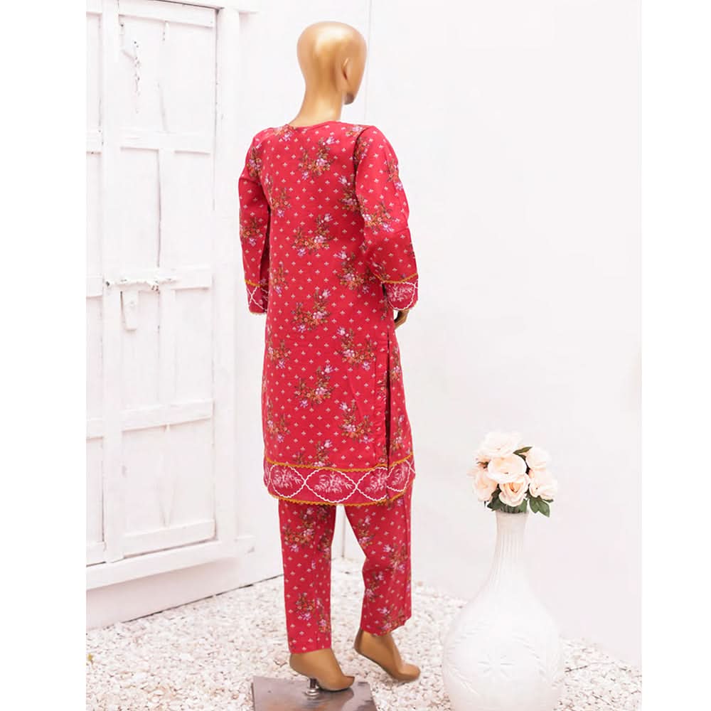 Hira Printed Lawn Embroidered 3Pcs Suit with Bember Dupatta - 7, Women, 3Pcs Shalwar Suit, Leeds Textile, Chase Value