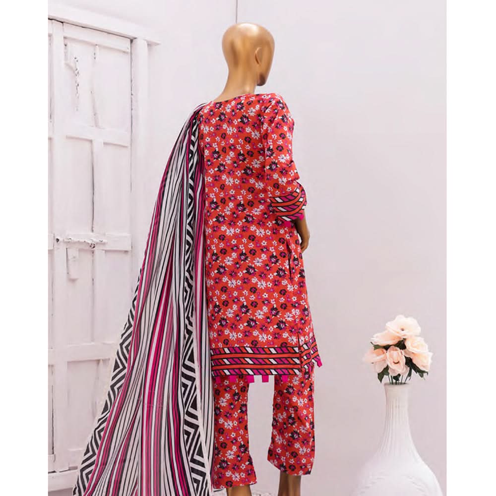 Hira Printed Lawn Embroidered 3Pcs Suit with Bember Dupatta - 1, Women, 3Pcs Shalwar Suit, Leeds Textile, Chase Value