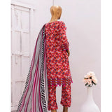 Hira Printed Lawn Embroidered 3Pcs Suit with Bember Dupatta - 1, Women, 3Pcs Shalwar Suit, Leeds Textile, Chase Value