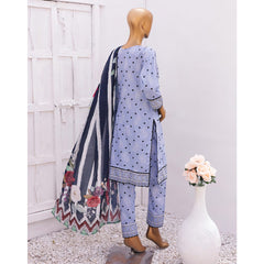 Hira Printed Lawn Embroidered 3Pcs Suit with Bember Dupatta - 4