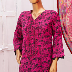 Hira Printed Lawn Embroidered 3Pcs Suit with Bember Dupatta - 9