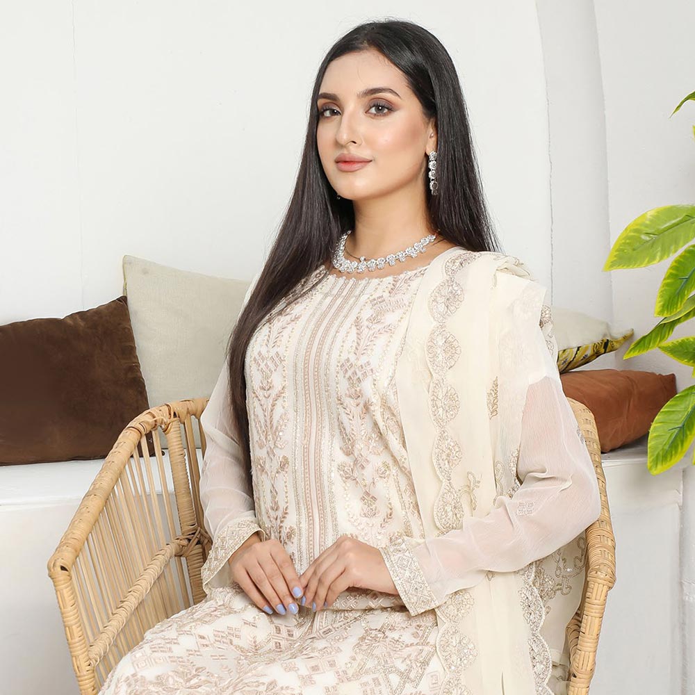 Bin Hameed Hoorain Luxury Chiffon Embroidered 3pcs Suit - 3, Women, 3Pcs Shalwar Suit, Tawakkal Fabrics, Chase Value